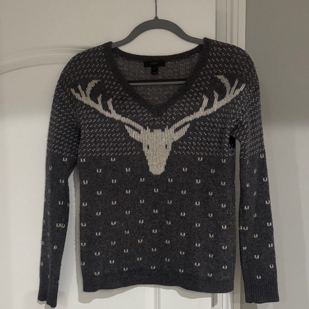 J. Crew Gray and White Knit Top